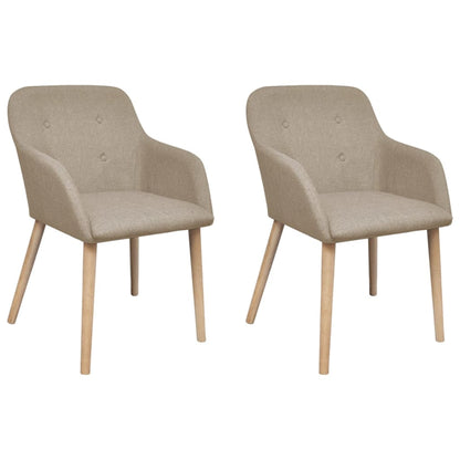 Dining Chairs 2 Pcs Fabric And Solid Oak Wood
