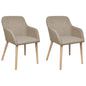 Dining Chairs 2 Pcs Fabric And Solid Oak Wood