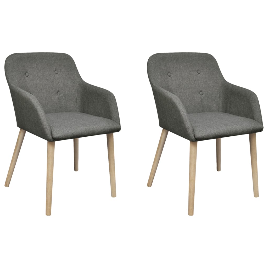 Dining Chairs 2 Pcs Fabric And Solid Oak Wood
