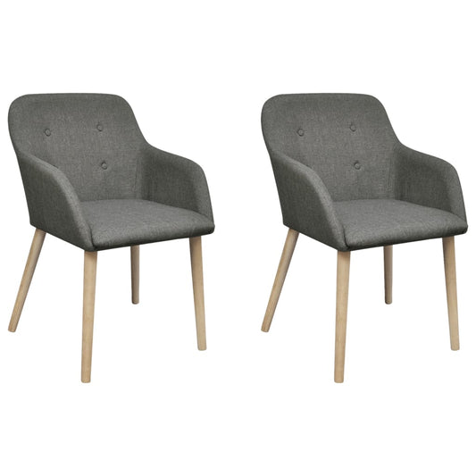 Dining Chairs 2 Pcs Fabric And Solid Oak Wood