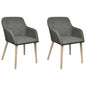 Dining Chairs 2 Pcs Fabric And Solid Oak Wood