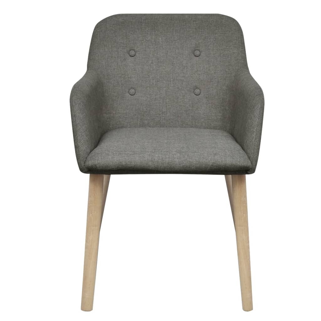 Dining Chairs 2 Pcs Fabric And Solid Oak Wood