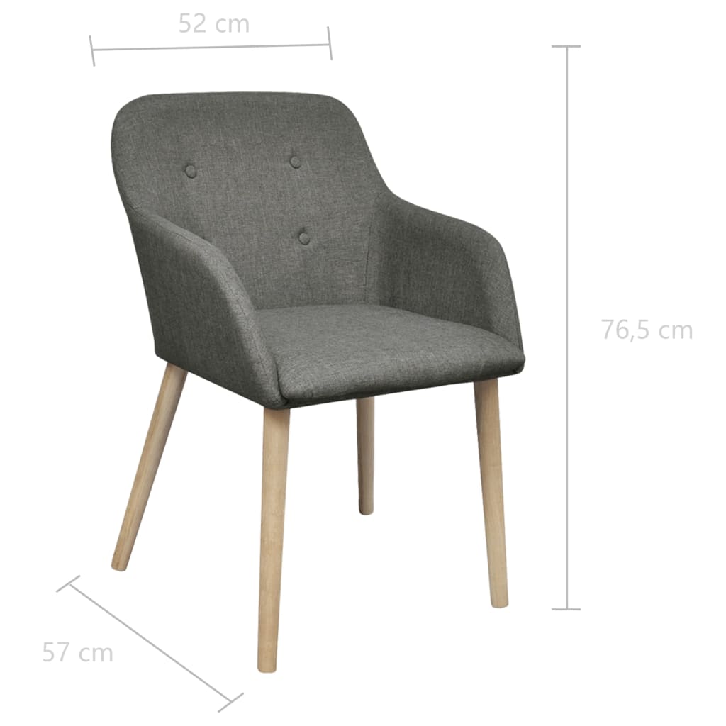 Dining Chairs 2 Pcs Fabric And Solid Oak Wood