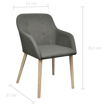 Dining Chairs 2 Pcs Fabric And Solid Oak Wood
