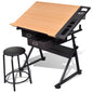 Two Drawers Tiltable Tabletop Drawing Table With Stool