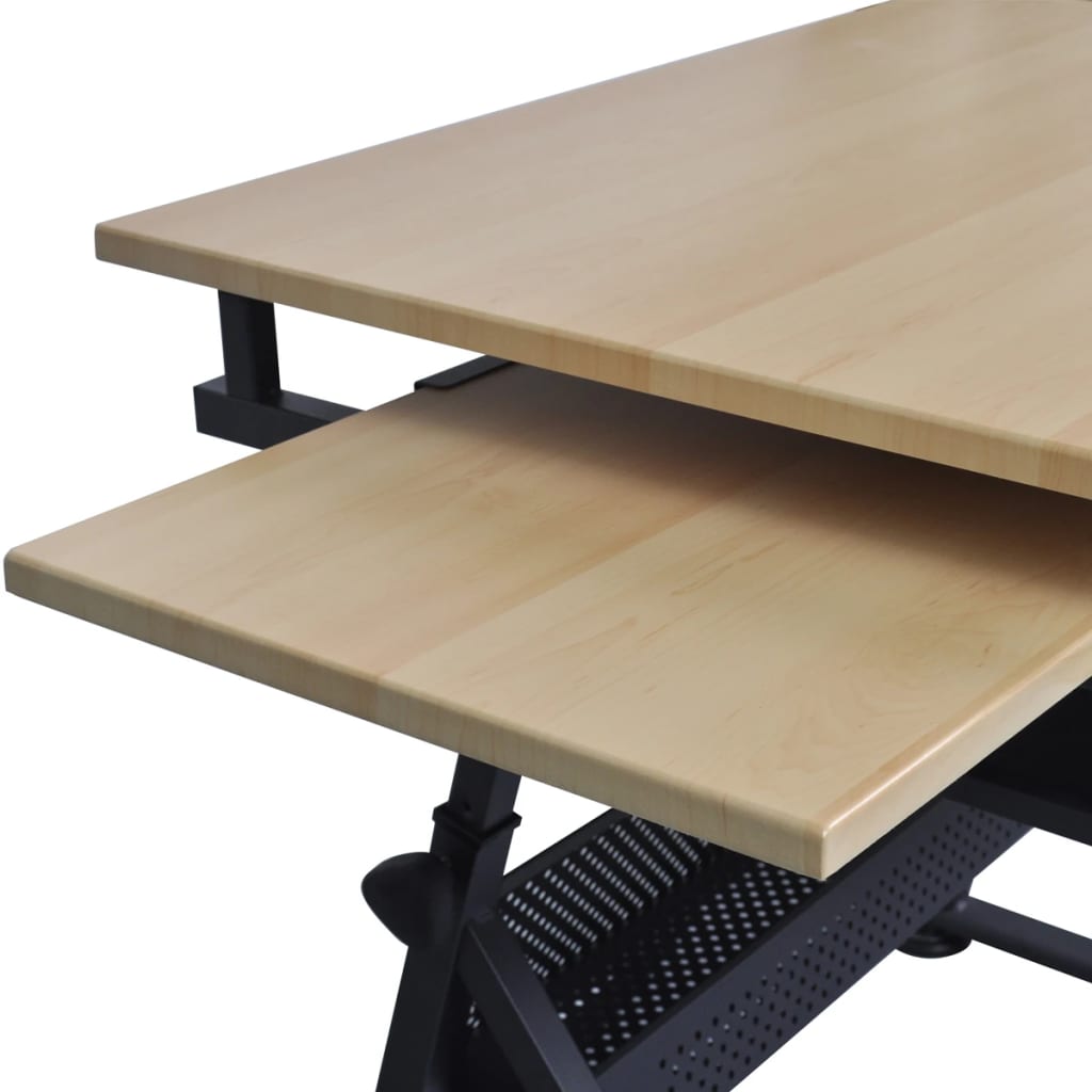 Two Drawers Tiltable Tabletop Drawing Table With Stool