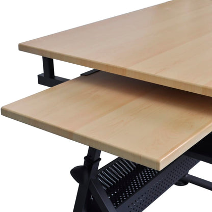 Two Drawers Tiltable Tabletop Drawing Table With Stool