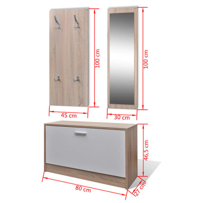And White 3-In-1 Wooden Shoe Cabinet Set