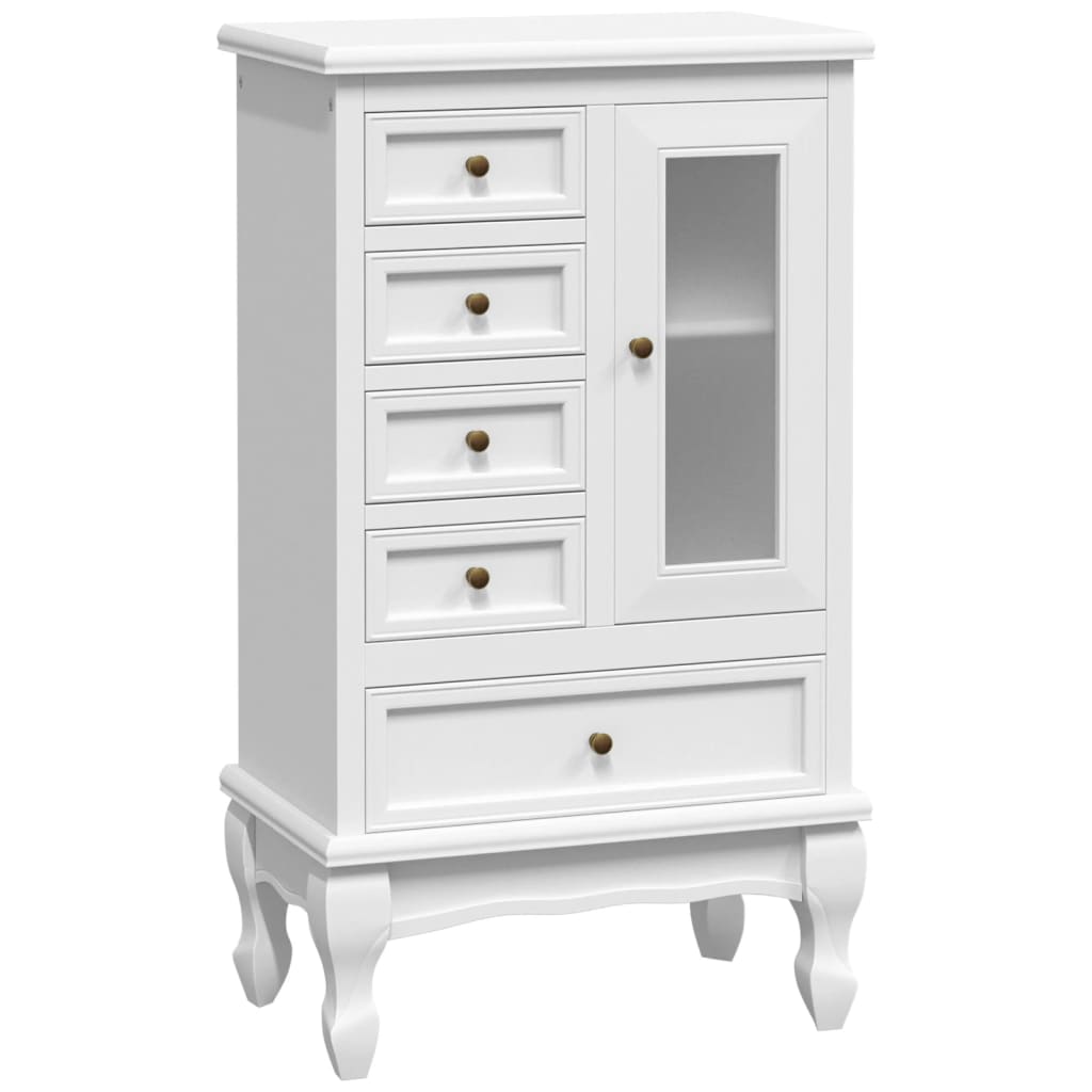 Cabinet With 5 Drawers 2 Shelves White