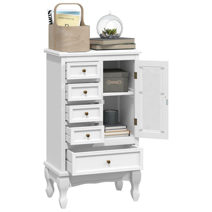 Cabinet With 5 Drawers 2 Shelves White
