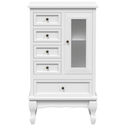 Cabinet With 5 Drawers 2 Shelves White