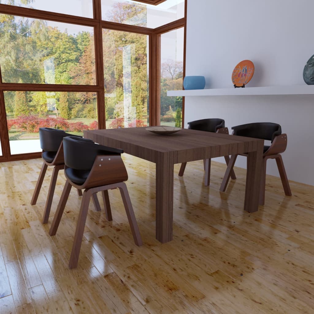 Dining Chair Bent Wood And Faux Leather