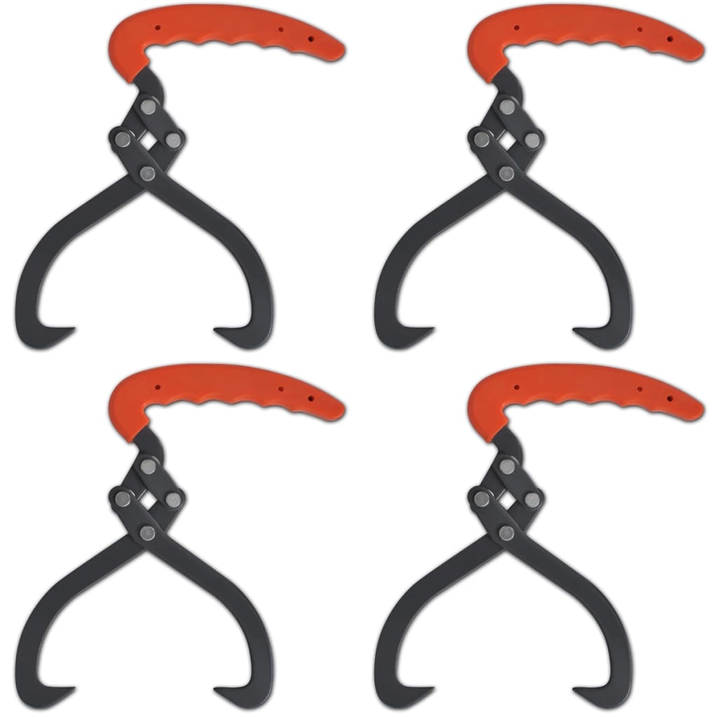 4 Pcs Log Tongs With Pvc Handle