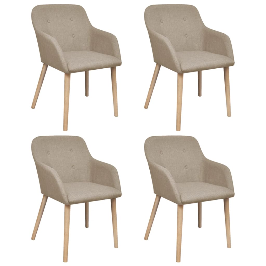 Dining Chairs 2 Pcs Fabric And Solid Oak Wood