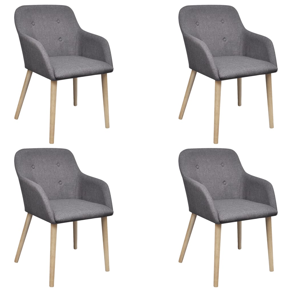 Dining Chairs 2 Pcs Fabric And Solid Oak Wood