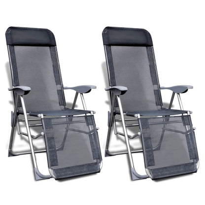 Folding Garden Chairs 2 Pcs Aluminium And Textilene Grey
