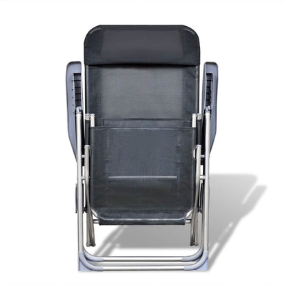Folding Garden Chairs 2 Pcs Aluminium And Textilene Grey