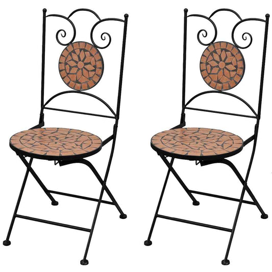 Folding Bistro Chairs 2 Pcs Ceramic Terracotta