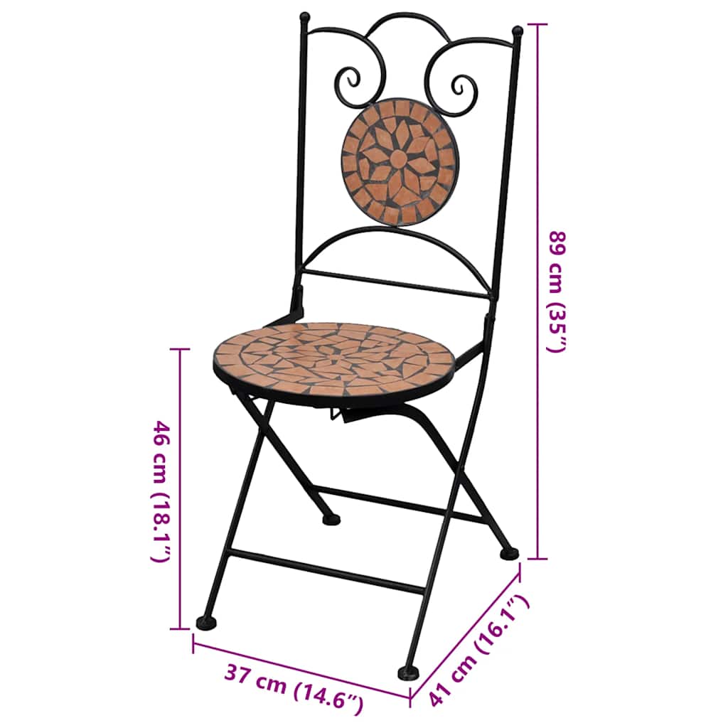 Folding Bistro Chairs 2 Pcs Ceramic Terracotta