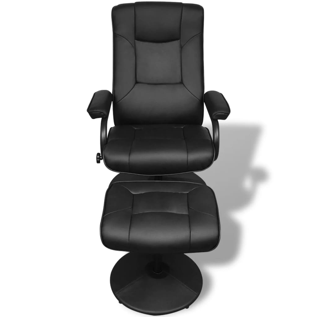 Tv Armchair With Footstool Black Faux Leather