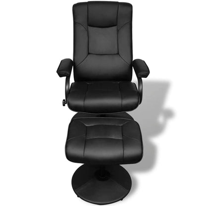 Tv Armchair With Footstool Black Faux Leather