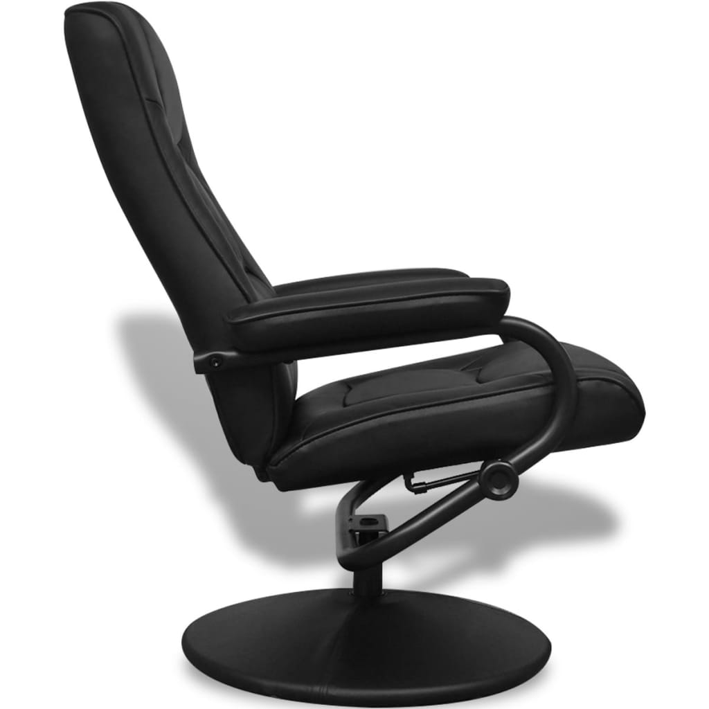 Tv Armchair With Footstool Black Faux Leather