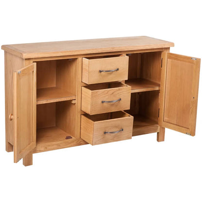 Sideboard With 3 Drawers 110X33.5X70 Cm Solid Oak Wood