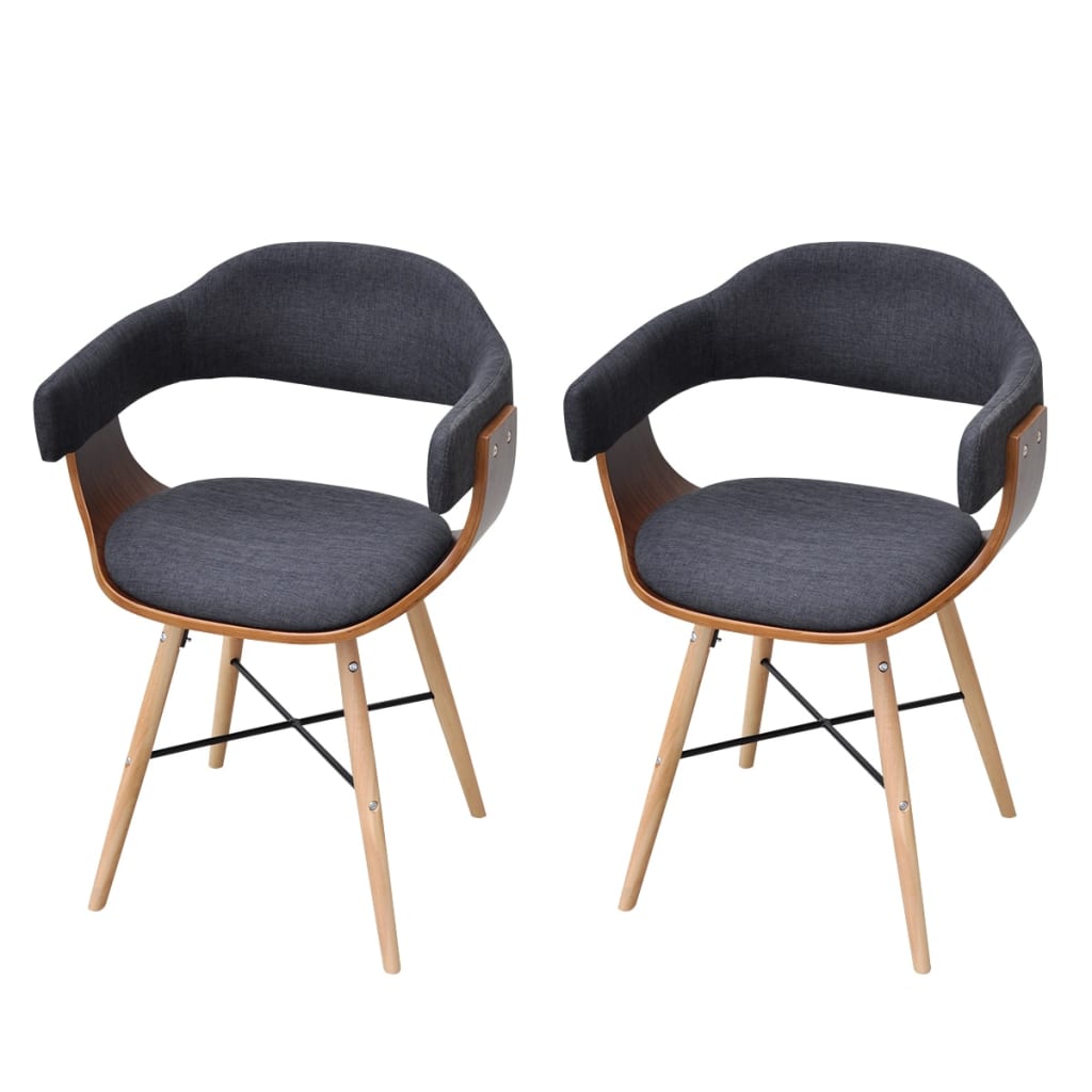 Dining Chairs 2 Pcs Bent Wood And Fabric