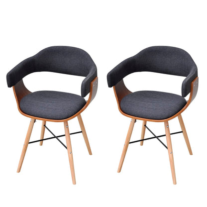 Dining Chairs 2 Pcs Bent Wood And Fabric