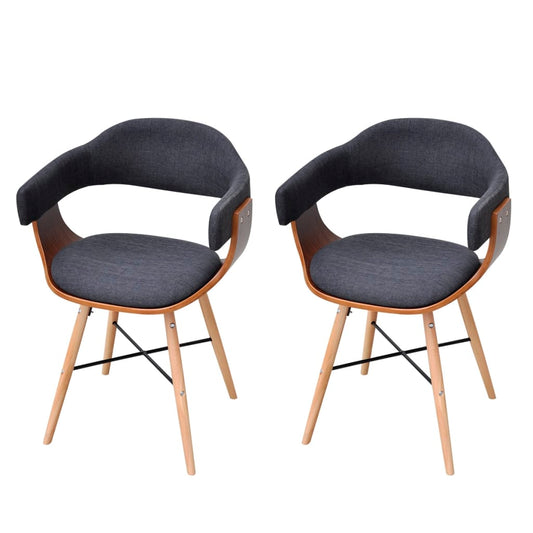 Dining Chairs 2 Pcs Bent Wood And Fabric