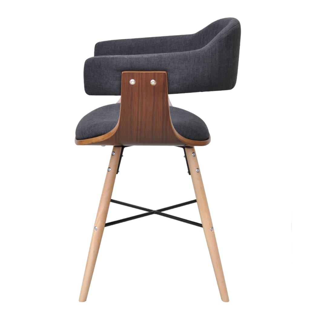 Dining Chairs 2 Pcs Bent Wood And Fabric