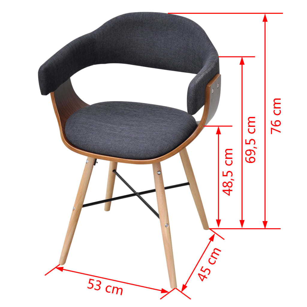 Dining Chairs 2 Pcs Bent Wood And Fabric