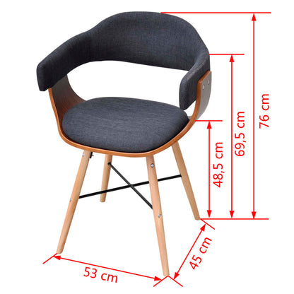 Dining Chairs 2 Pcs Bent Wood And Fabric