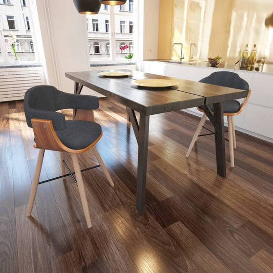 Dining Chairs 2 Pcs Bent Wood And Fabric
