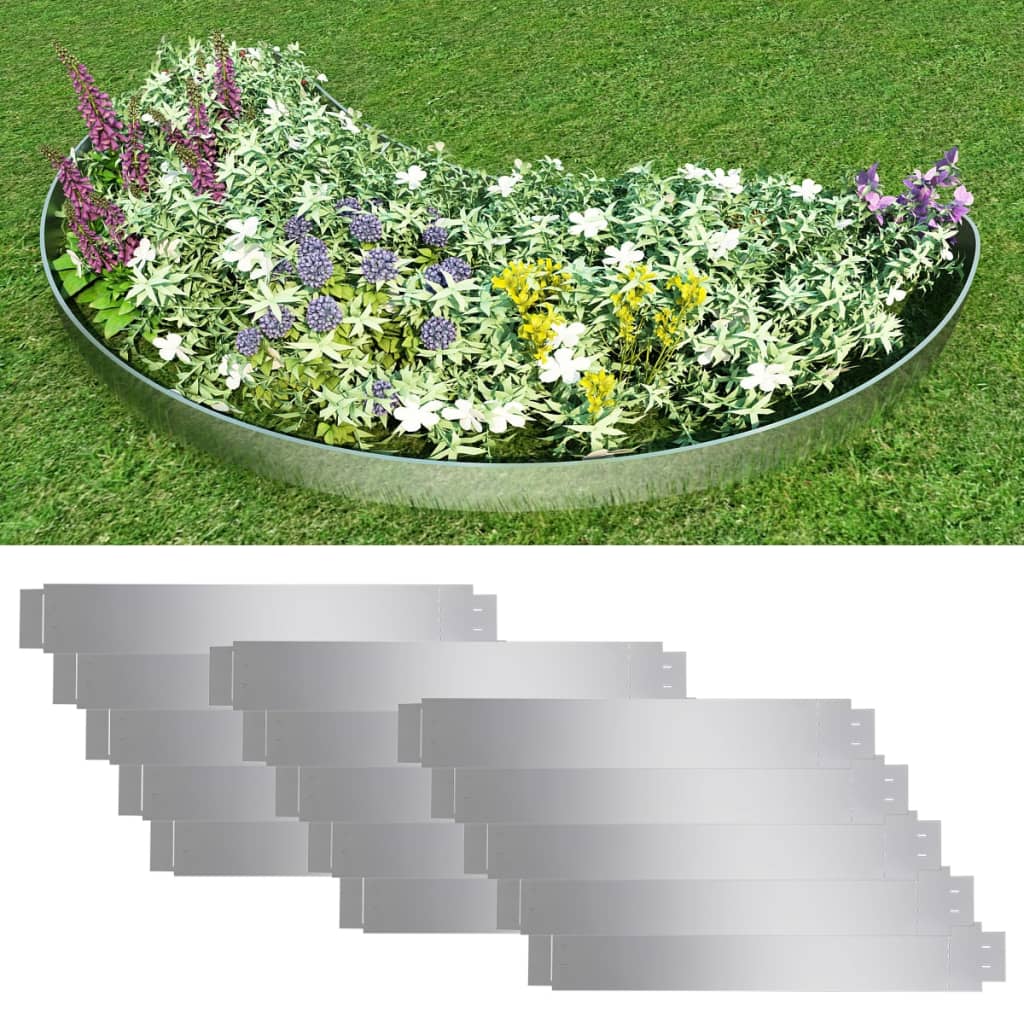Lawn Fences 5 Pcs Galvanised Steel
