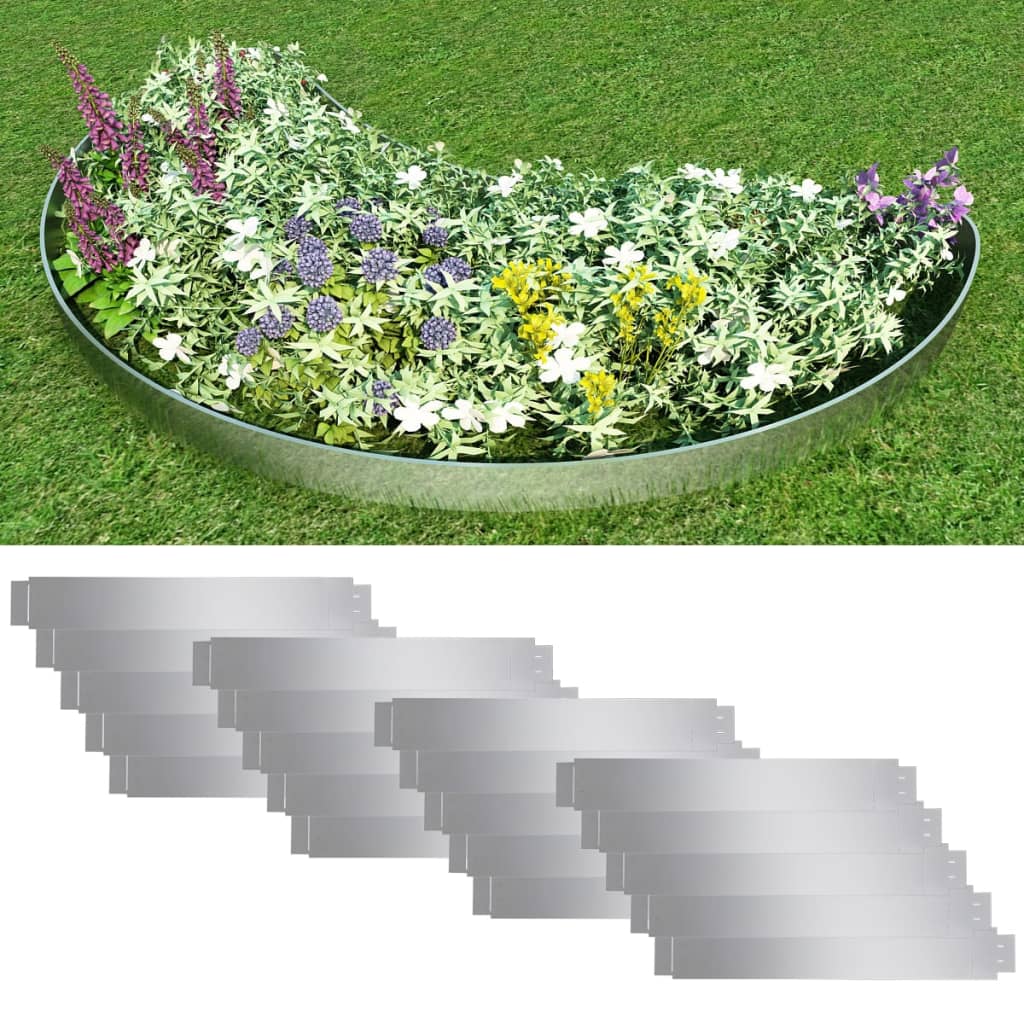 Lawn Fences 5 Pcs Galvanised Steel