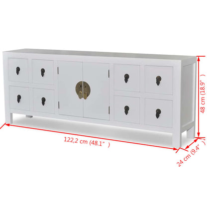 Wooden Sideboard Asian Style With 8 Drawers And 2 Doors