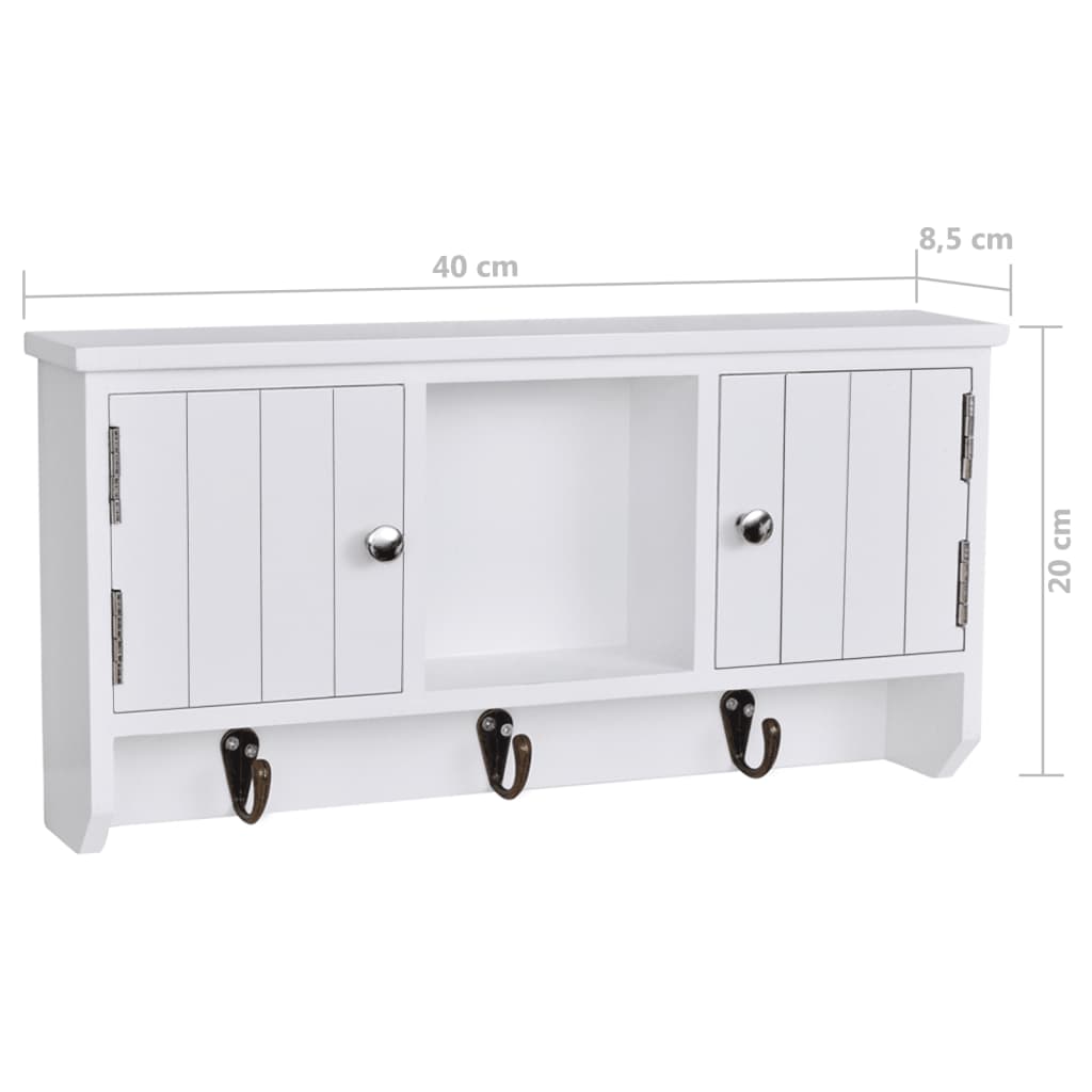 Wall Cabinet For Keys And Jewellery With Doors And Hooks