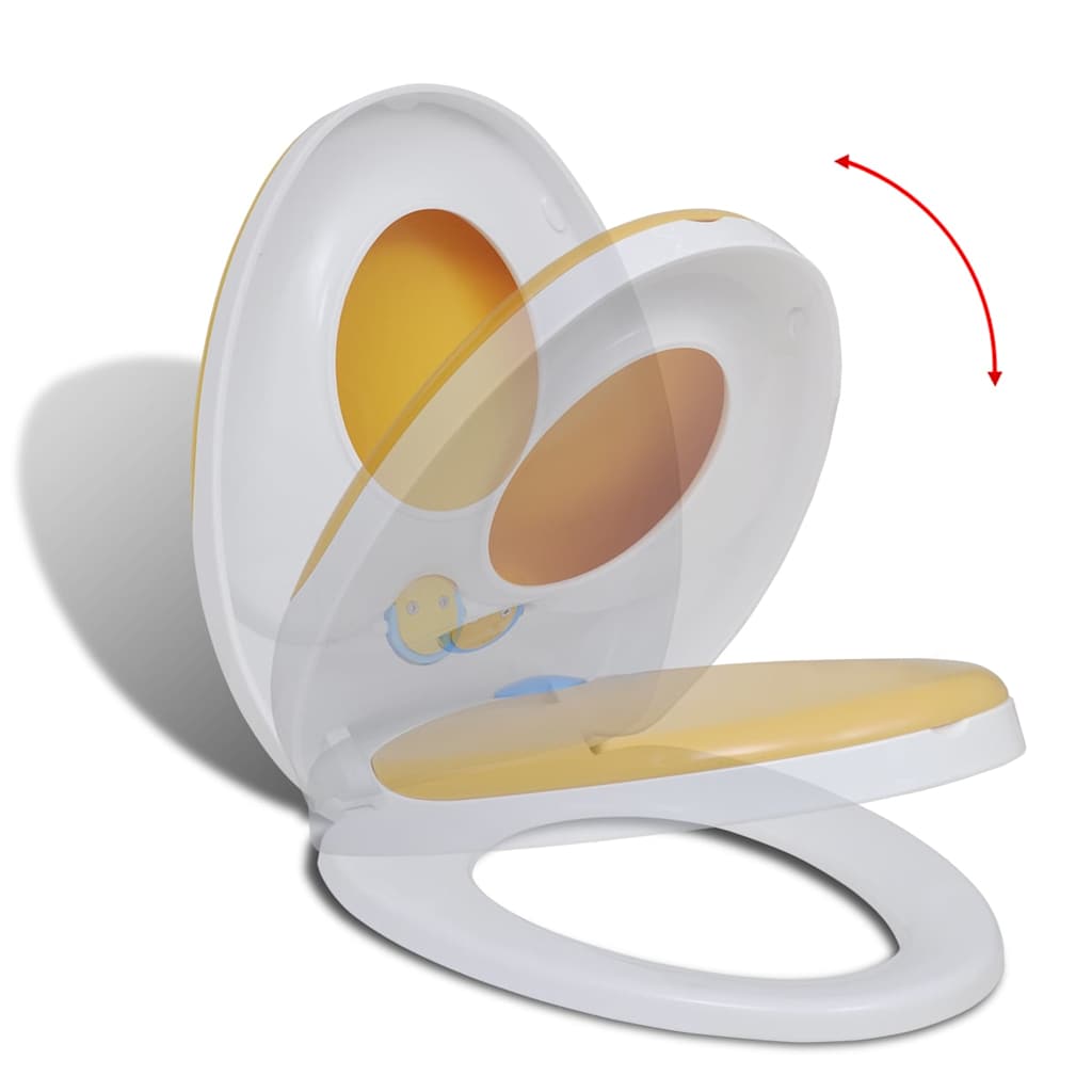 White & Yellow Soft-Close Toilet Seat Adults/Children