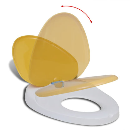 White & Yellow Soft-Close Toilet Seat Adults/Children