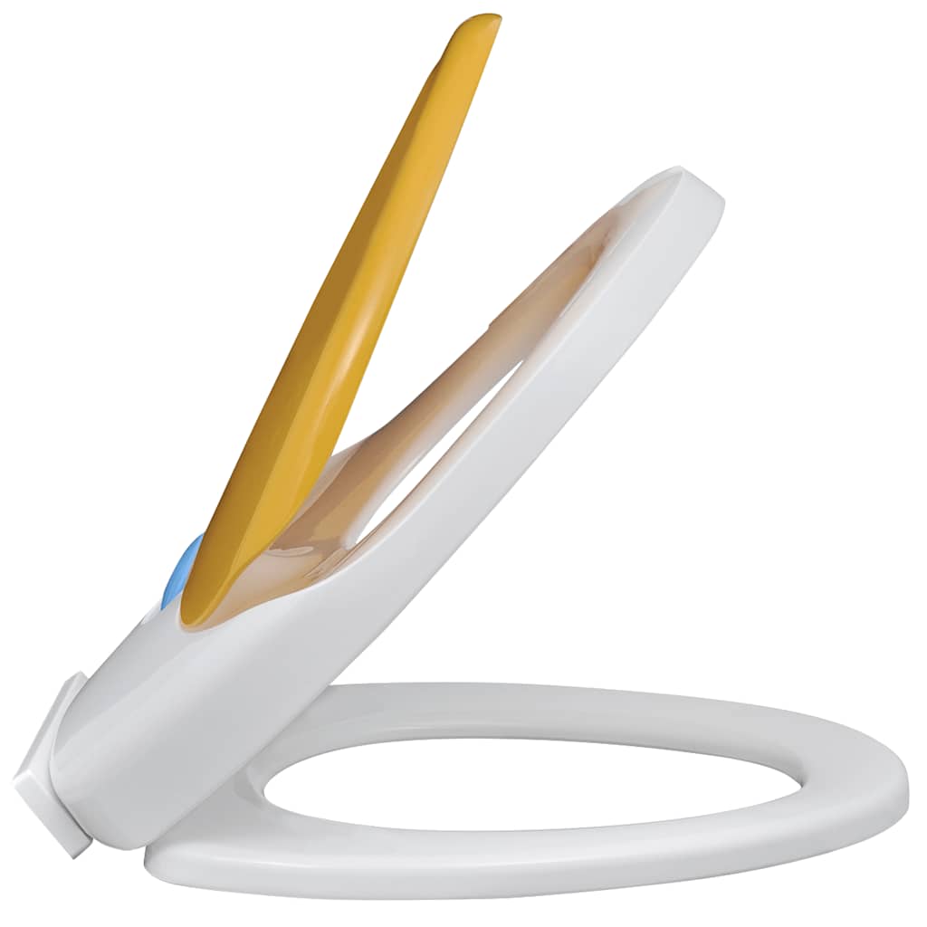 White & Yellow Soft-Close Toilet Seat Adults/Children