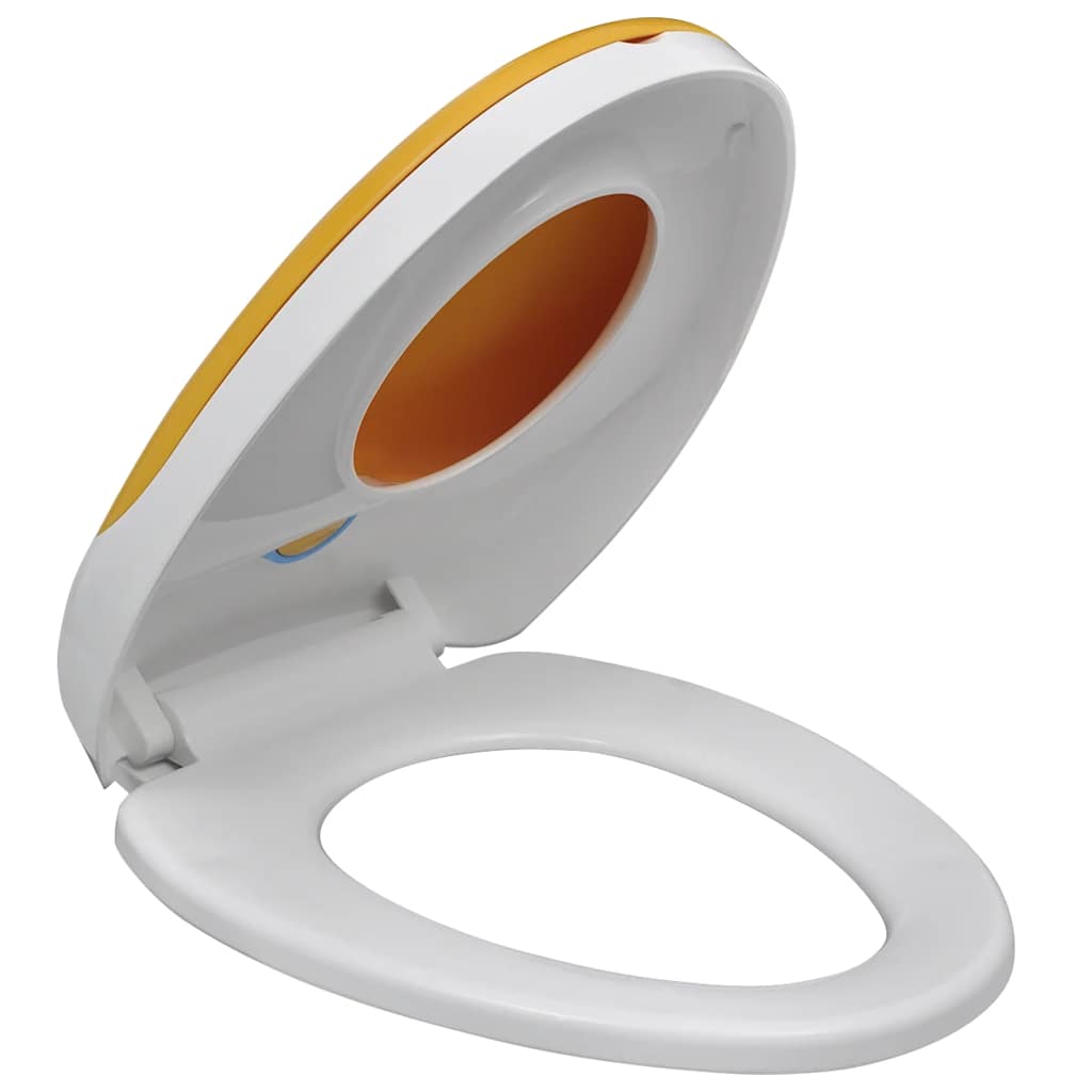 White & Yellow Soft-Close Toilet Seat Adults/Children