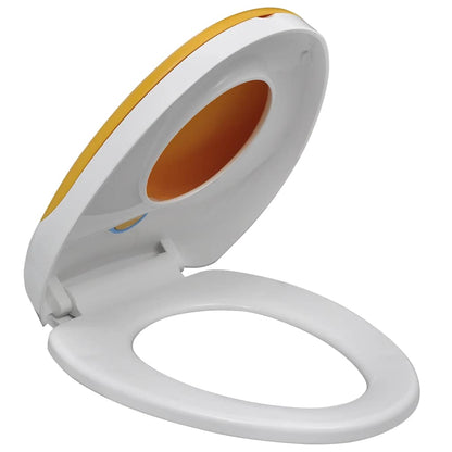 White & Yellow Soft-Close Toilet Seat Adults/Children