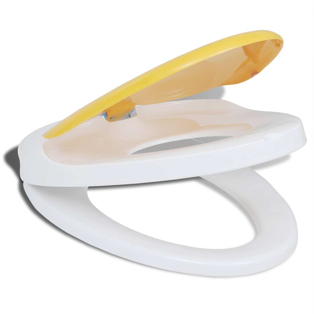 White & Yellow Soft-Close Toilet Seat Adults/Children