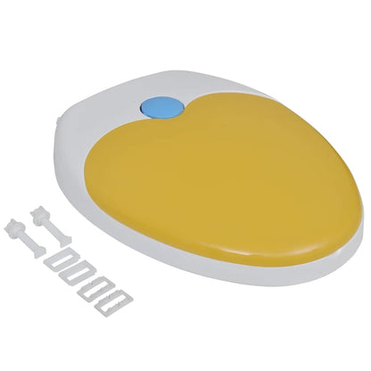 White & Yellow Soft-Close Toilet Seat Adults/Children