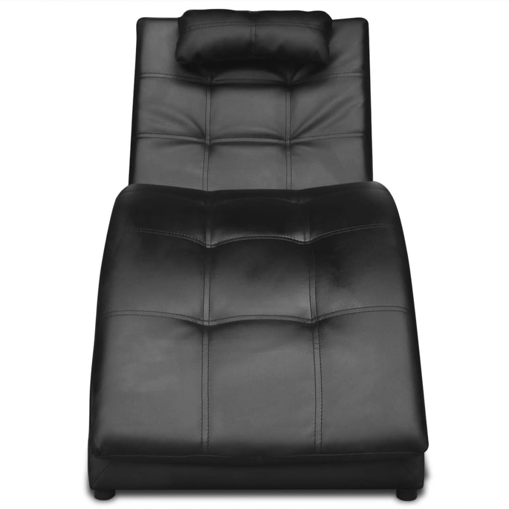 Chaise Longue With Pillow Faux Leather