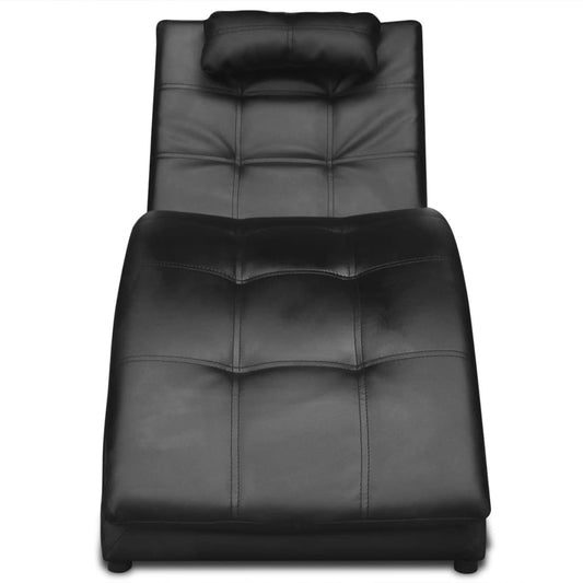 Chaise Longue With Pillow Faux Leather