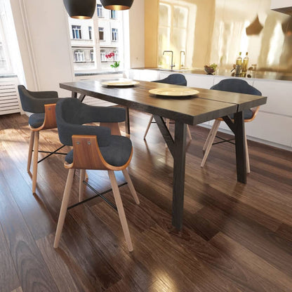 Dining Chairs 2 Pcs Bent Wood And Fabric