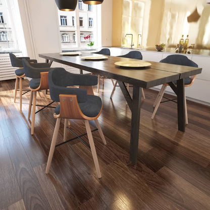 Dining Chairs 2 Pcs Bent Wood And Fabric