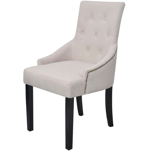 Dining Chairs 2 Pcs Cream Grey Fabric